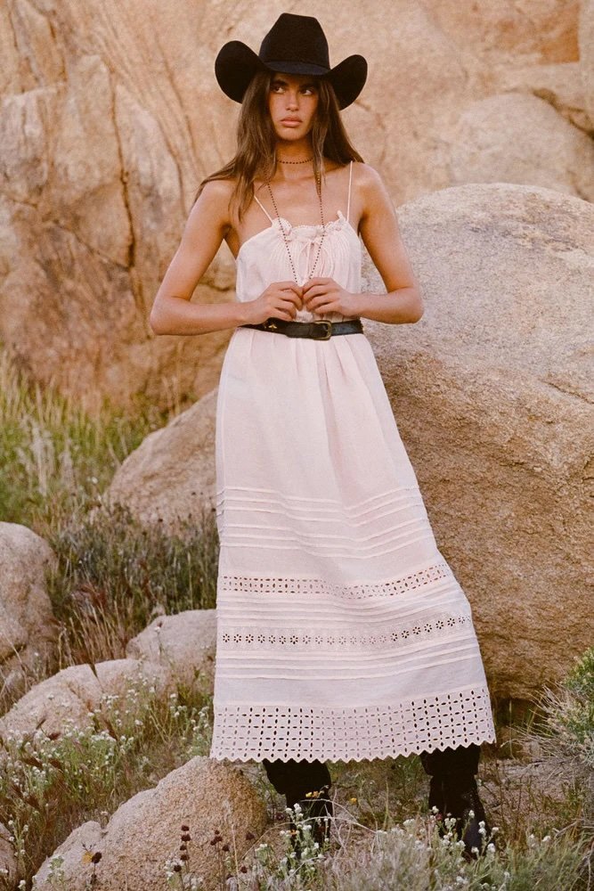 Spell Dresses | Spell Designs Love In The Afternoon Lace Maxi Strappy Dress Organic Cotton Sz L | Color: Pink | Size: L | Mabelleboheme's Closet Spell Dresses | Spell Designs Love In The Afternoon Lace Maxi Strappy Dress Organic Cotton Sz L | Color: Pink | Size: L | Mabelleboheme's Closet
