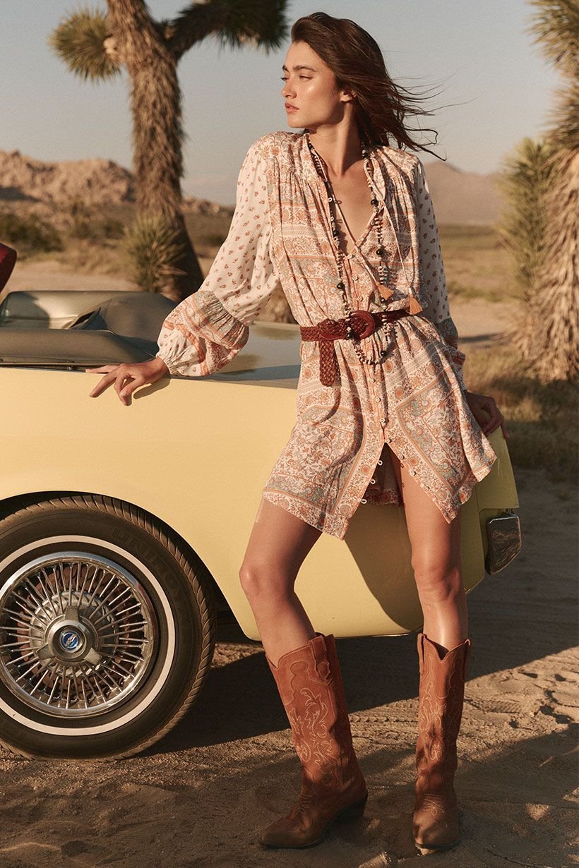 Spell Sunshine Bandit Tunic Dress - Dessert Sage