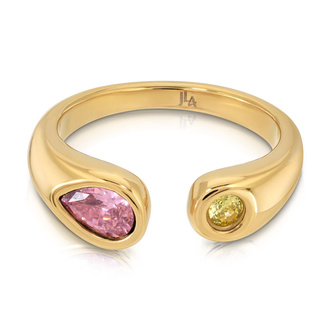 Odessa Toi et Moi Gem Ring Pink and Yellow
