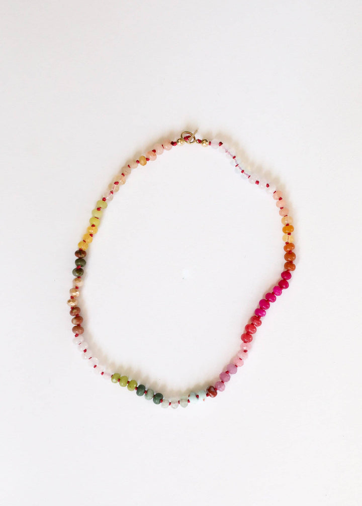 Sandbar pastel ombre gemstone necklace laid flat