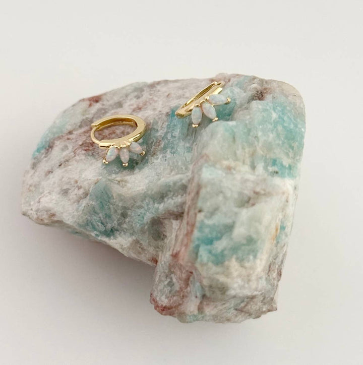 14K Gold Filled Marquise Opal Huggie Hoops - Meadow Collectiveearrings