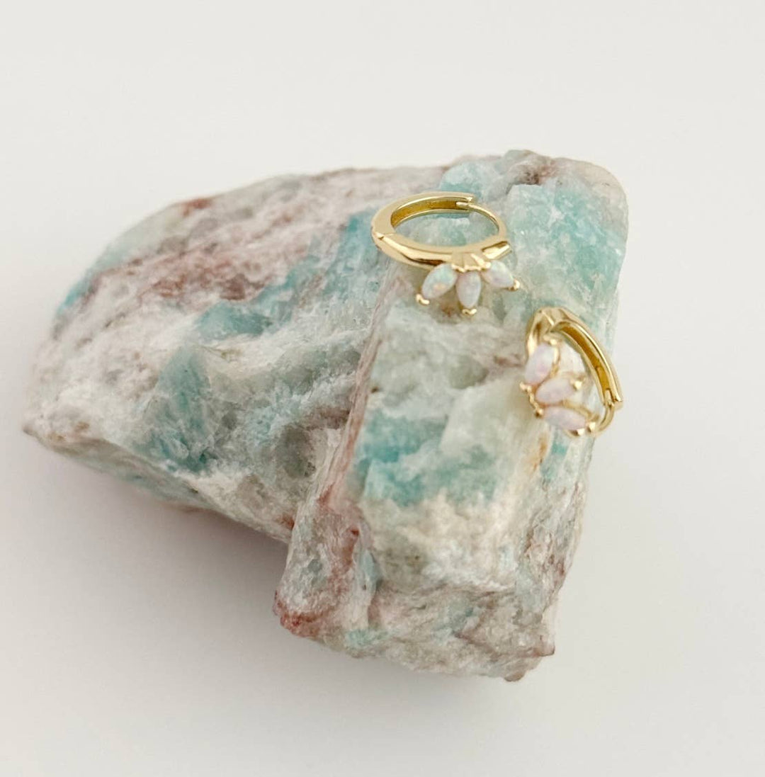 14K Gold Filled Marquise Opal Huggie Hoops - Meadow Collectiveearrings