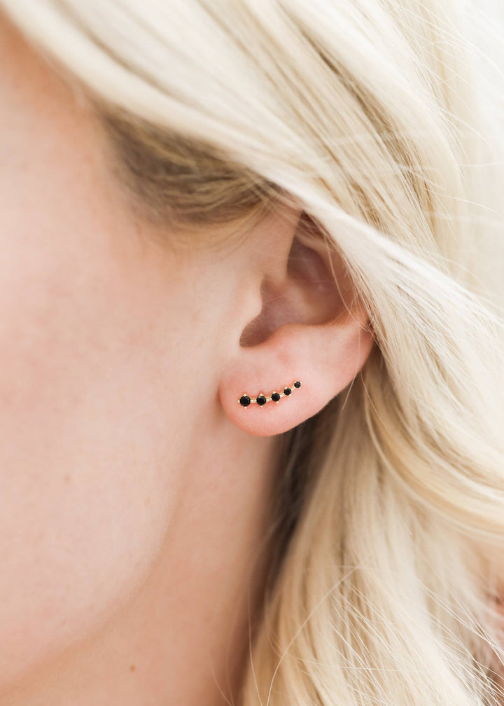 18K Gold Black CZ Ear Crawlers – Tarnish - Free Sterling Silver Climbers - Meadow Collectivestud earrings