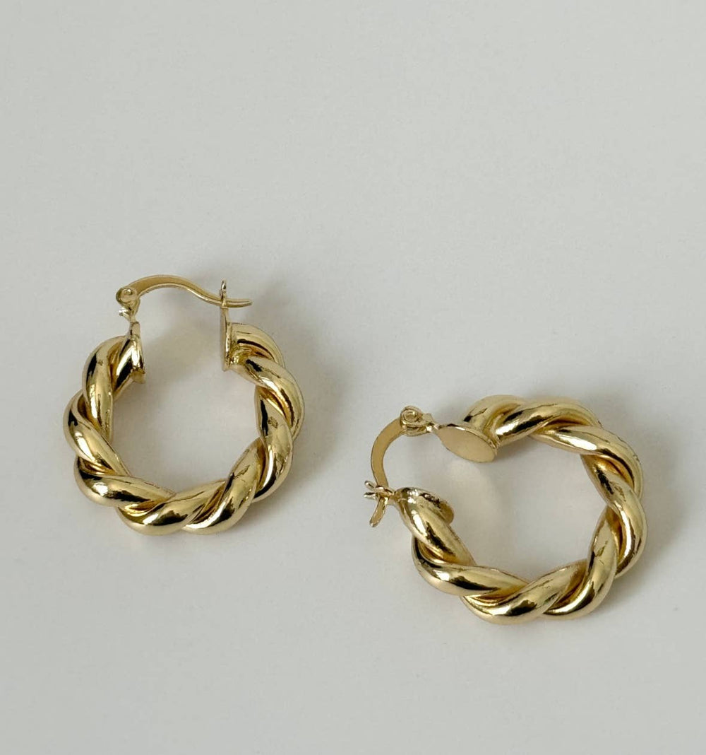 18K Gold Filled Chunky Braided Rope Hoop Earrings - Meadow Collectiveearrings