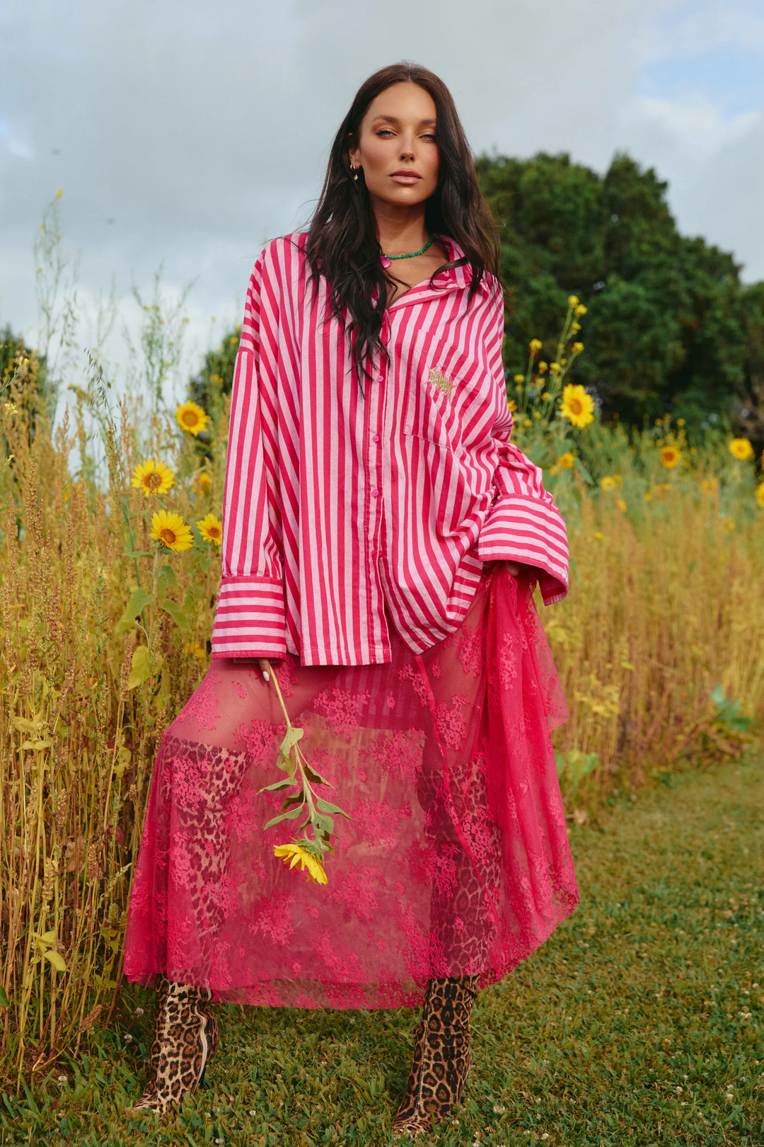 Sabbi Don Julio Shirt - Sunflower Fields - Pink Stripe