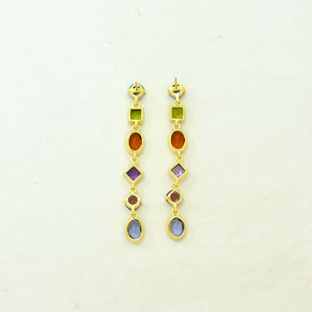 Emilia Earring Gold Plated - Multicolor Gemstones