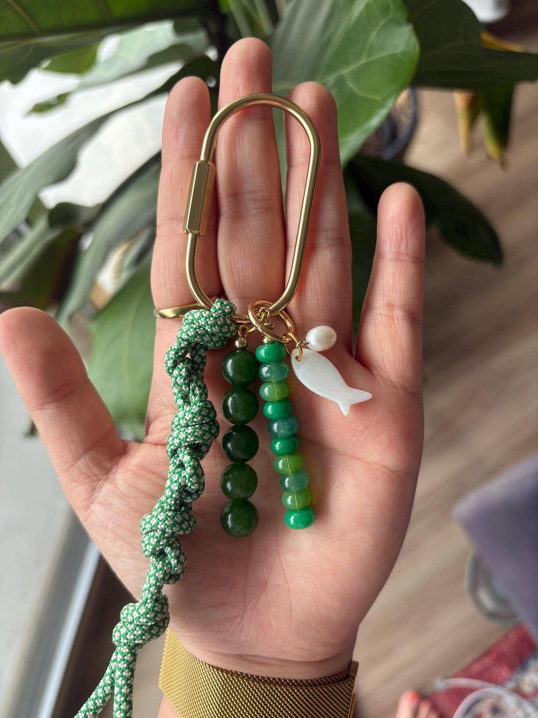 Handmade Bag Charm Keychains with Glass & Ceramic Beads