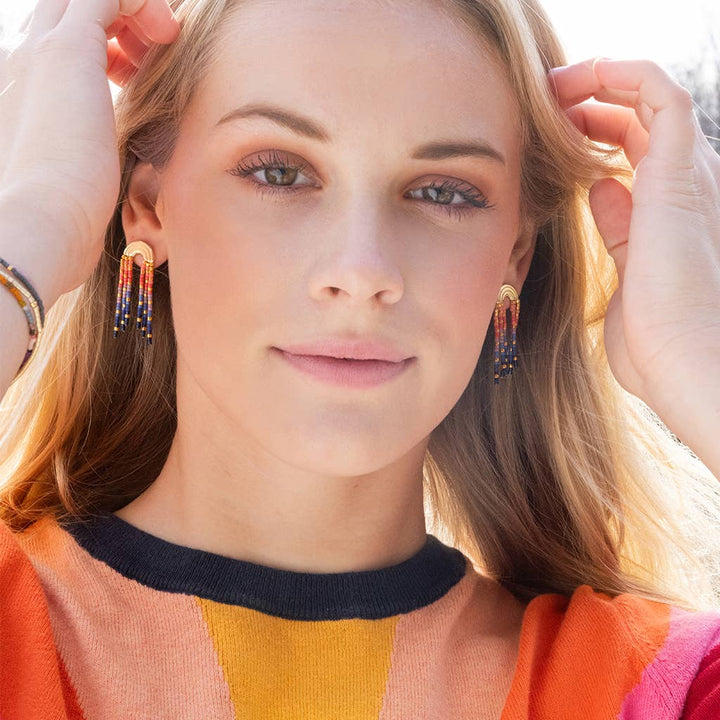 Chromacolor Miyuki Rainbow Fringe Earring - Turquoise/Mint/G