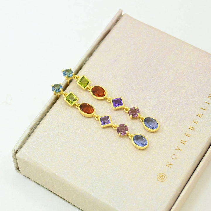 Emilia Earring Gold Plated - Multicolor Gemstones