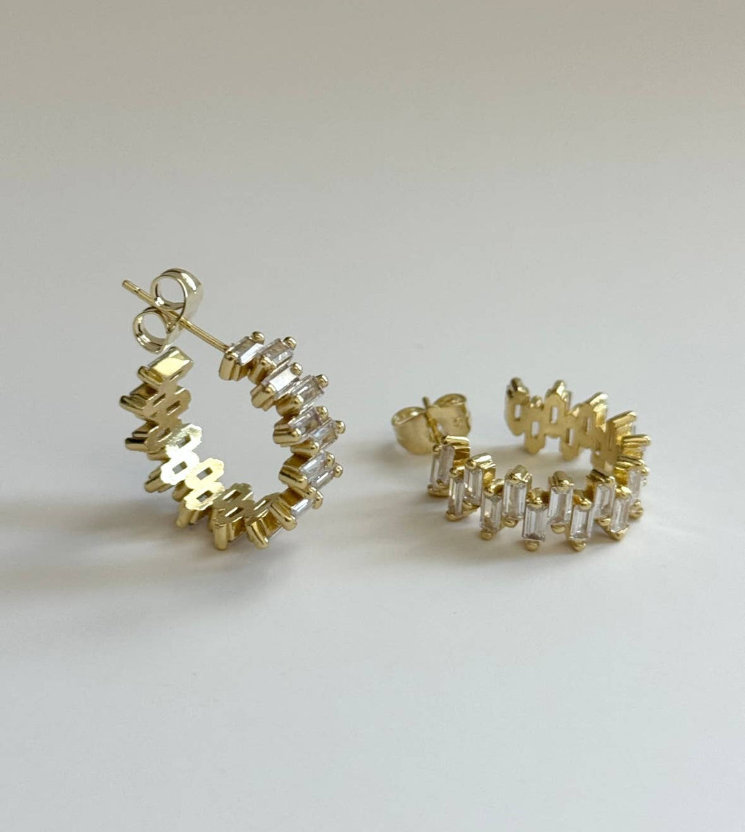 Lalus Baguette CZ Hoop Earrings – 14k Gold Filled