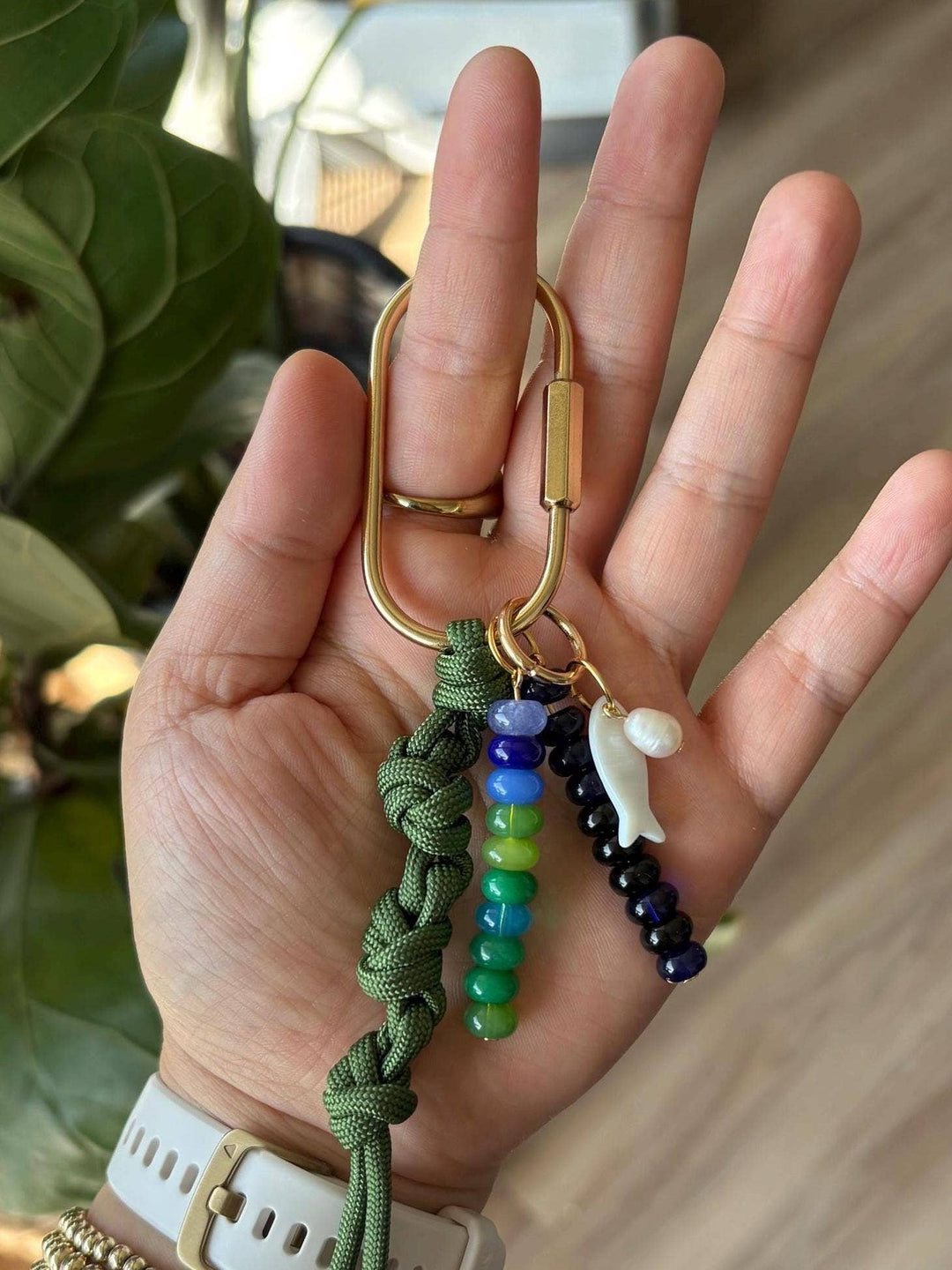 Handmade Bag Charm Keychains with Glass & Ceramic Beads