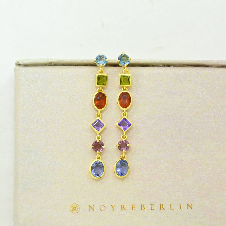 Emilia Earring Gold Plated - Multicolor Gemstones