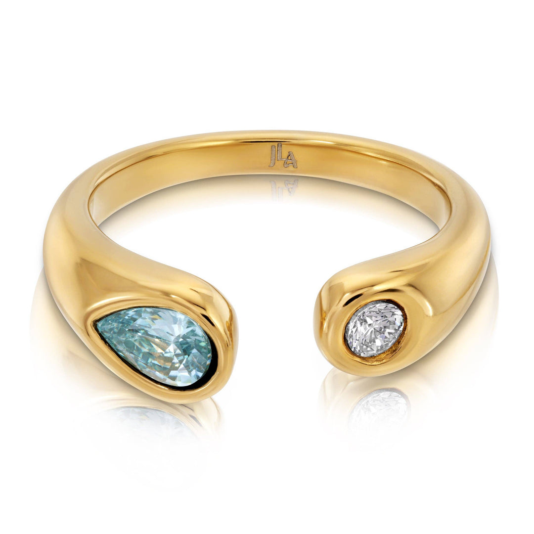 Odessa Toi et Moi Gem Ring Blue and White