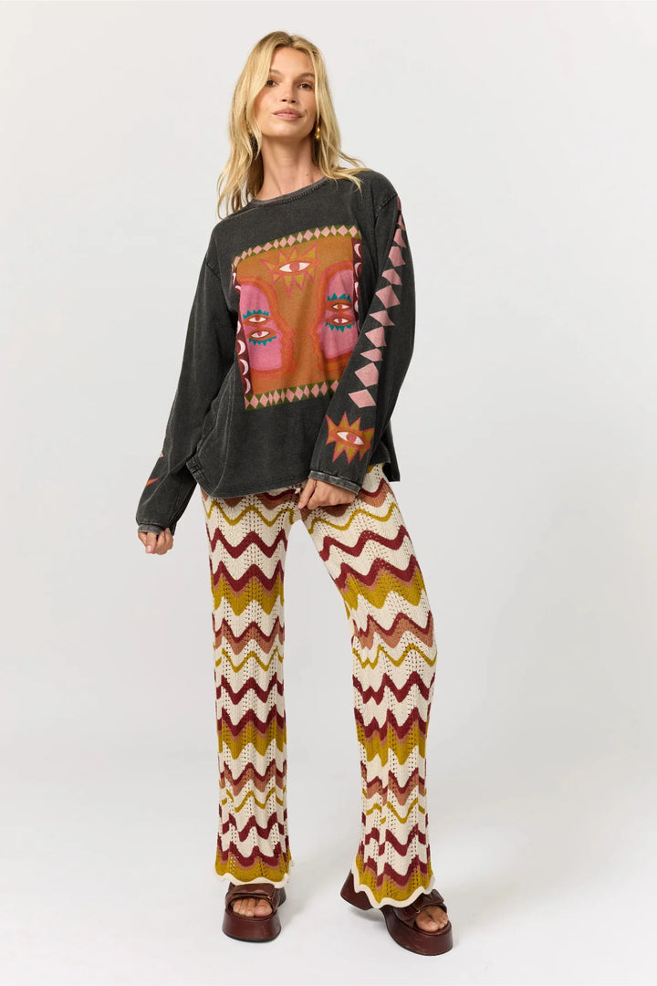 Nine Lives Bazaar Luna Rose Long Sleeve Tee- Onyx