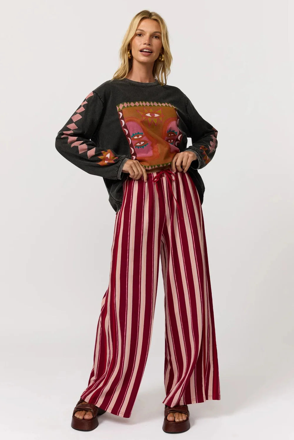 Nine Lives Bazaar Rune Pants- Berry Bang
