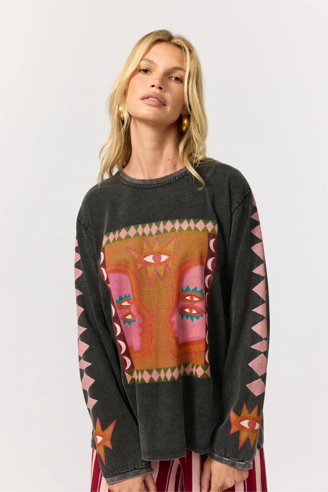 Nine Lives Bazaar Luna Rose Long Sleeve Tee- Onyx