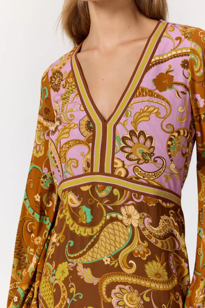 Nine Lives Bazaar Maple Maxi Dress- Mulberry