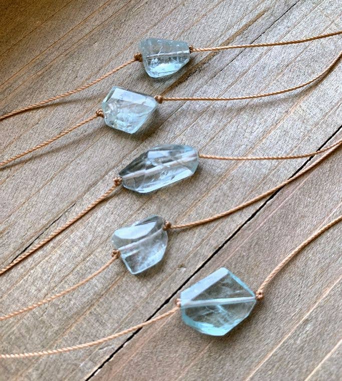 Aquamarine Freeform Gemstone Necklace