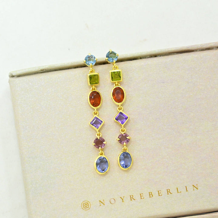 Emilia Earring Gold Plated - Multicolor Gemstones