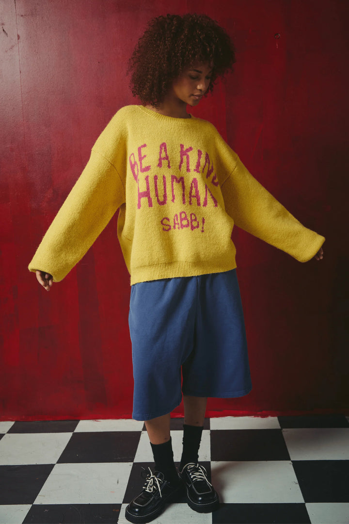 Sabbi Be a Kind Human Knit Sweater- Yellow