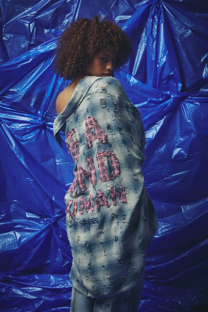 Sabbi Be a Kind Human Oversized Shirt - Blue
