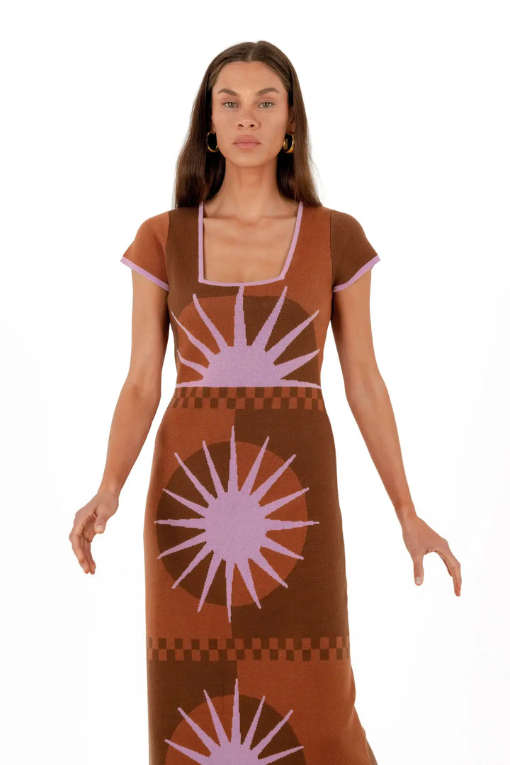 Nine Lives Bazaar Charlie Midi Dress- Cocoa