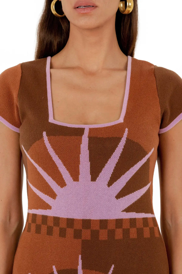 Nine Lives Bazaar Charlie Midi Dress- Cocoa