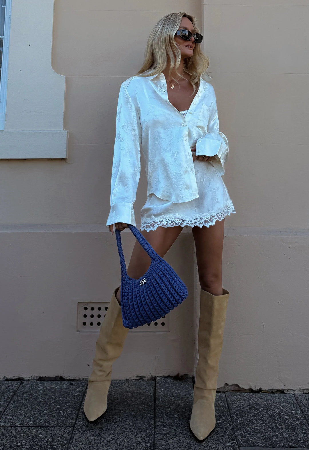 Spell Dubois Bias Mini Skirt- Pearl