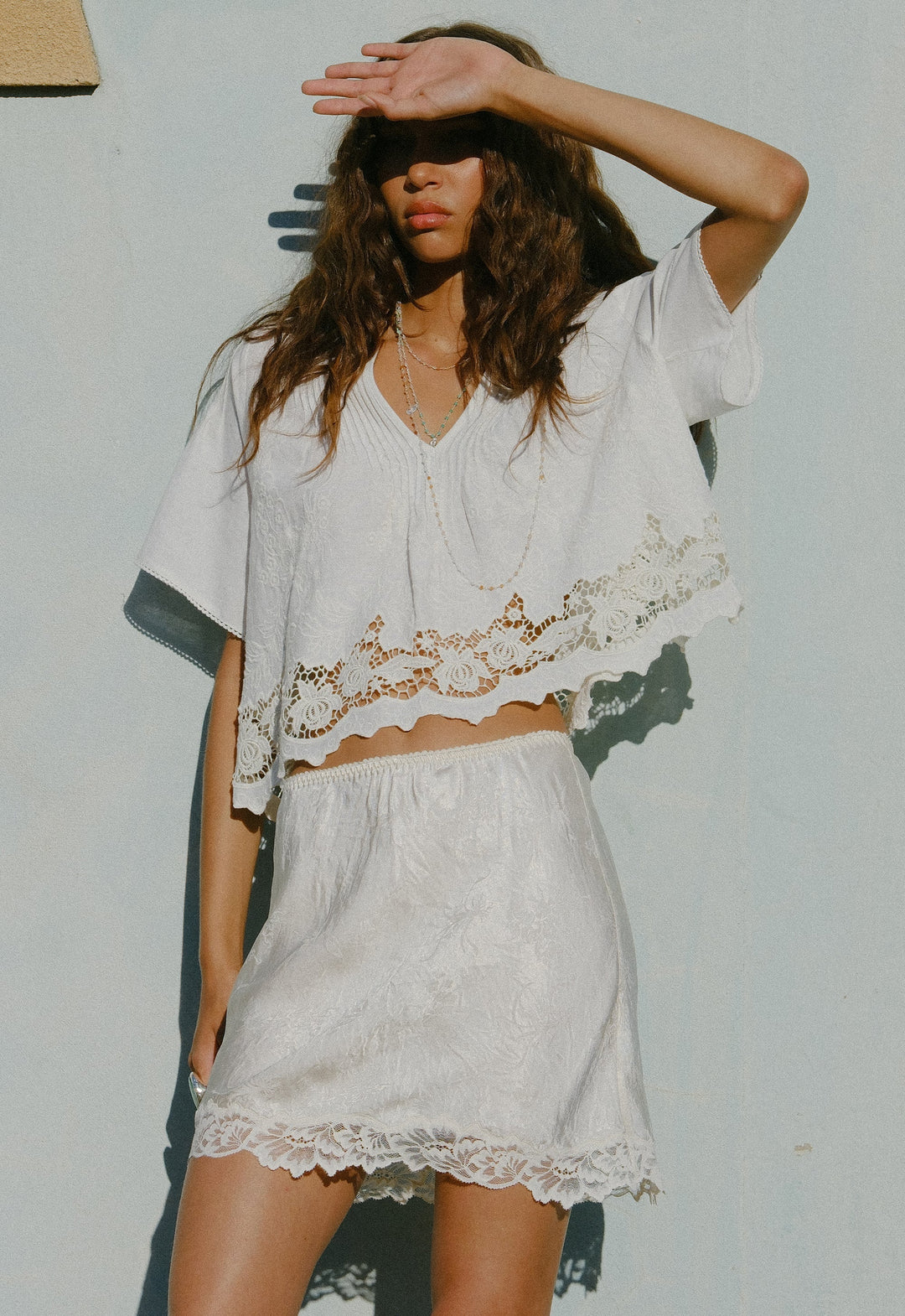 Spell Dubois Bias Mini Skirt- Pearl