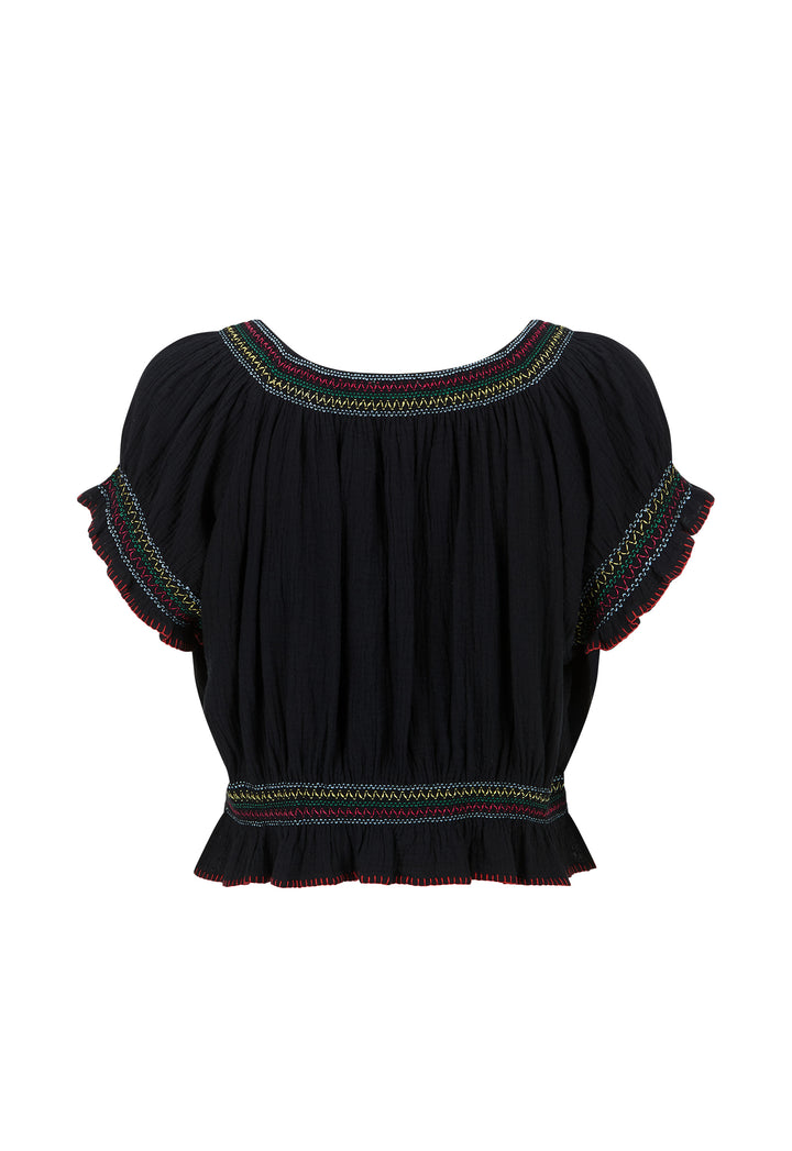 Spell Feliz Crop Blouse- Woodland Black