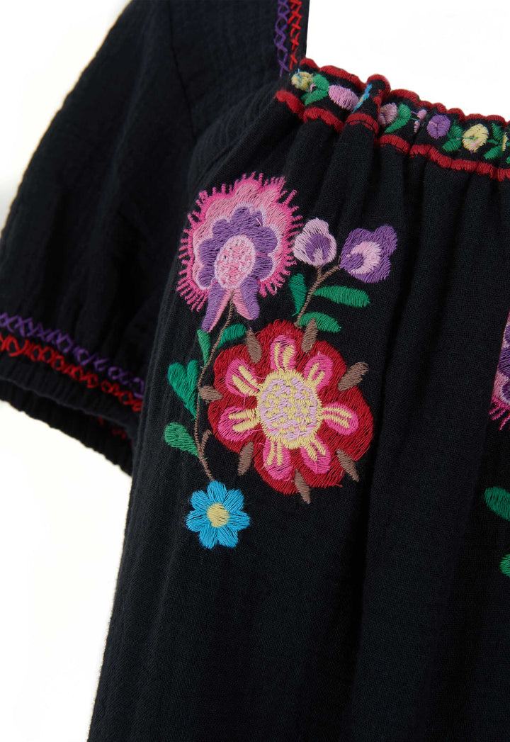 Spell Feliz Crop Blouse- Woodland Black