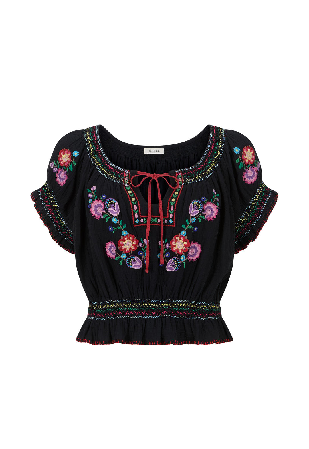 Spell Feliz Crop Blouse- Woodland Black