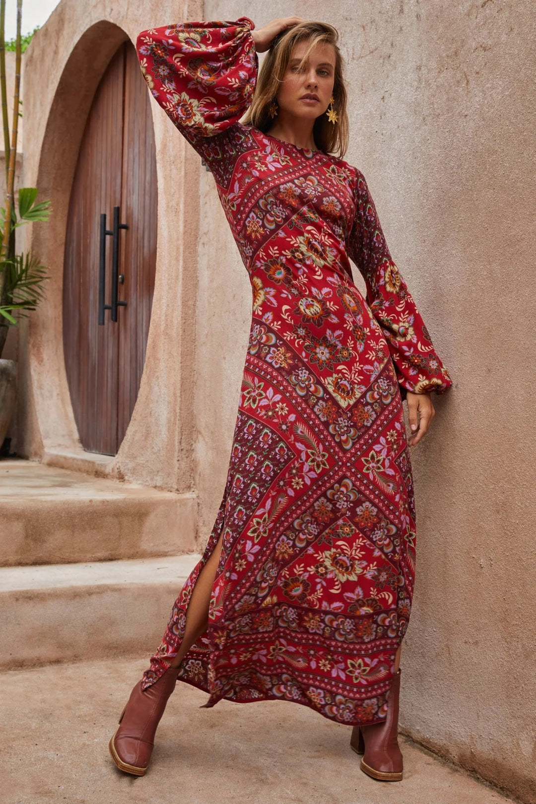 Nine Lives Bazaar Quartz Gown - Pomegranate