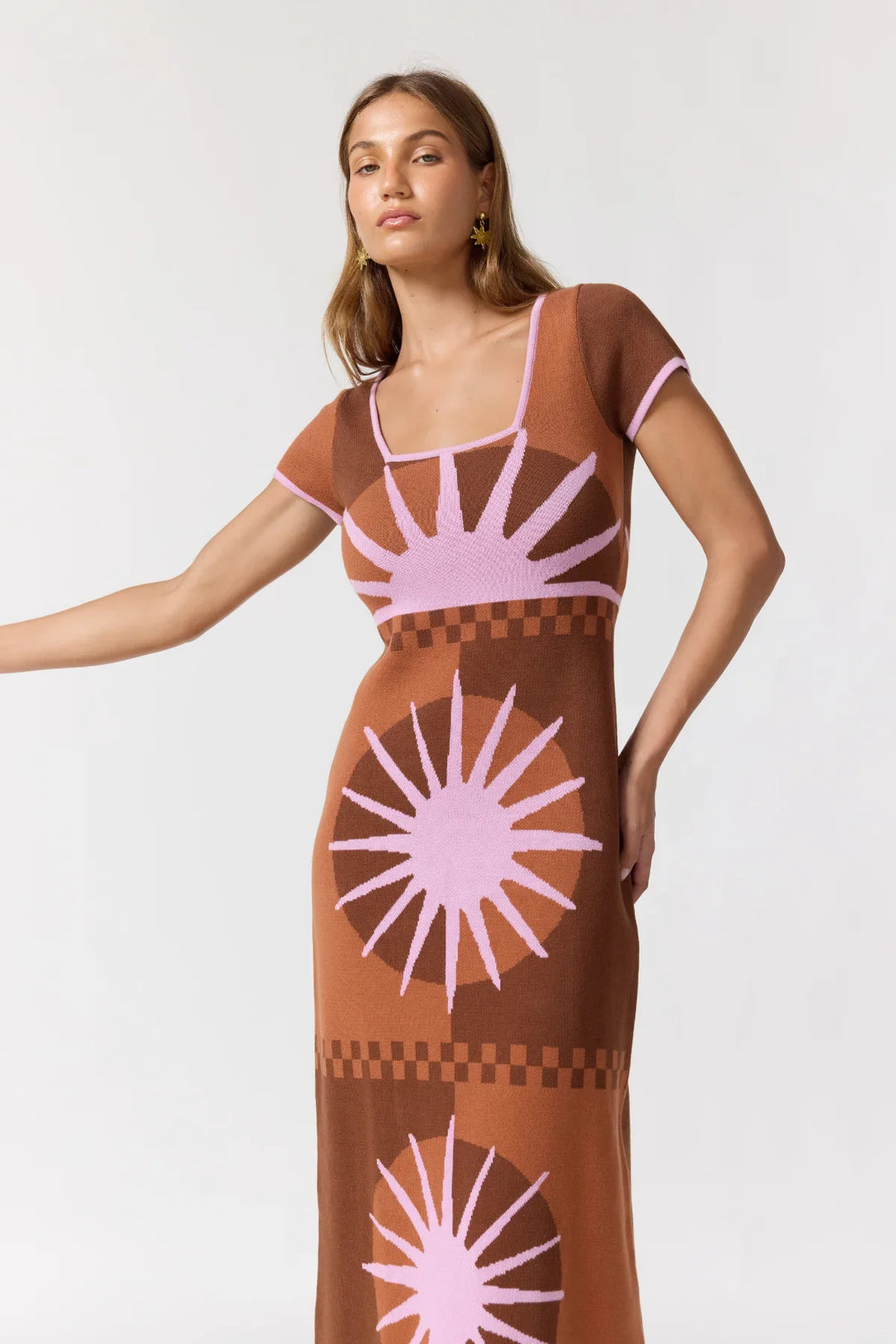 Nine Lives Bazaar Charlie Midi Dress- Cocoa