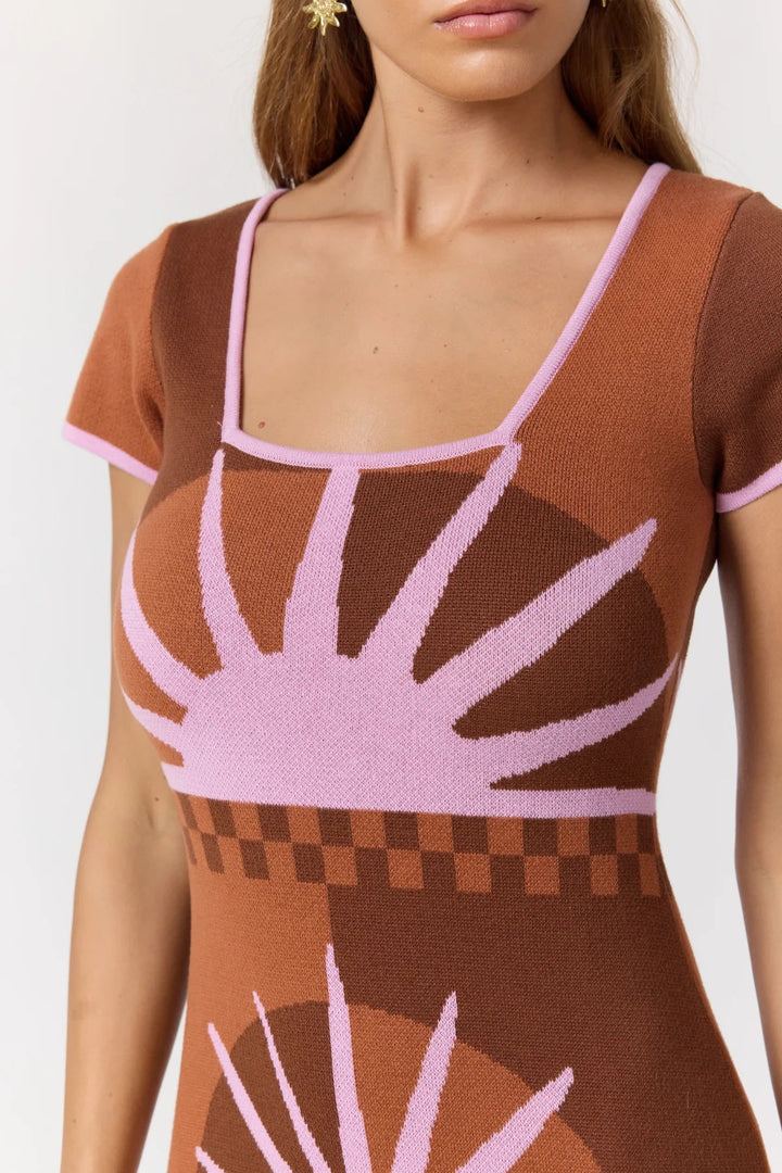 Nine Lives Bazaar Charlie Midi Dress- Cocoa