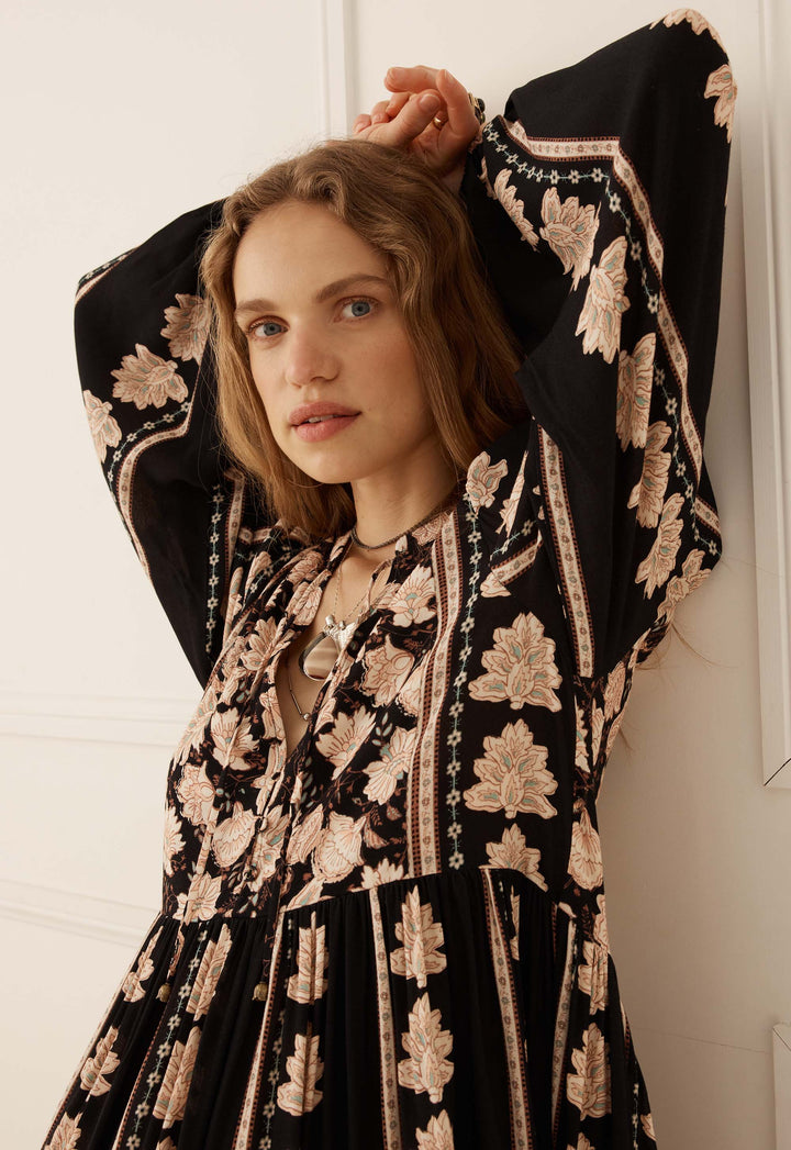 Spell Petalwood Boho Midi Dress- Nightfall
