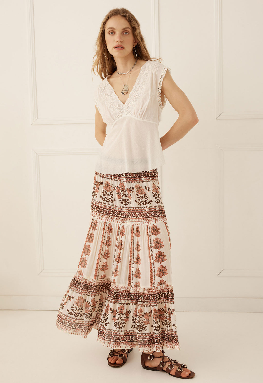 Spell Petalwood Midi Skirt- Dusty Rose