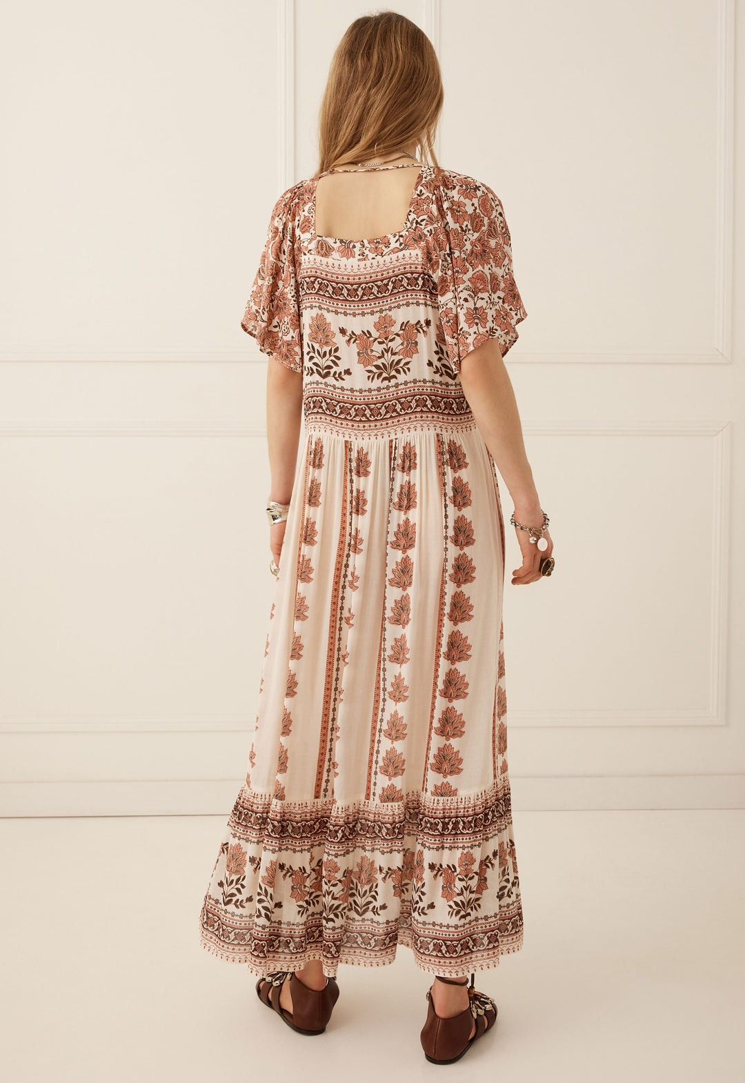 Spell Petalwood Short Sleeve Maxi- Dusty Rose