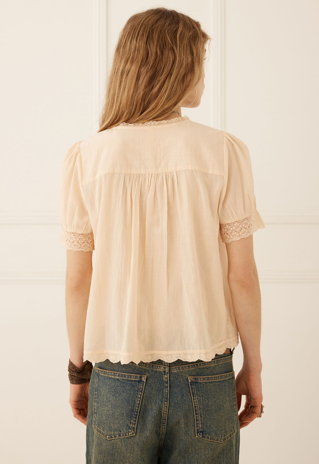 Spell Prairie Short Sleeve Blouse- Apricot
