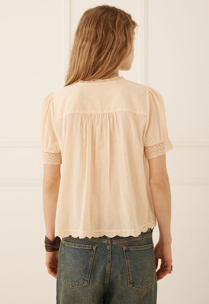 Spell Prairie Short Sleeve Blouse- Apricot