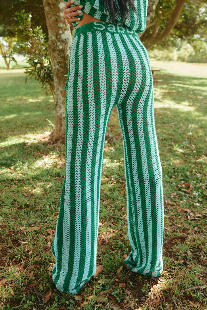 Sabbi Knit Stripe Beach Pants- Green Stripe