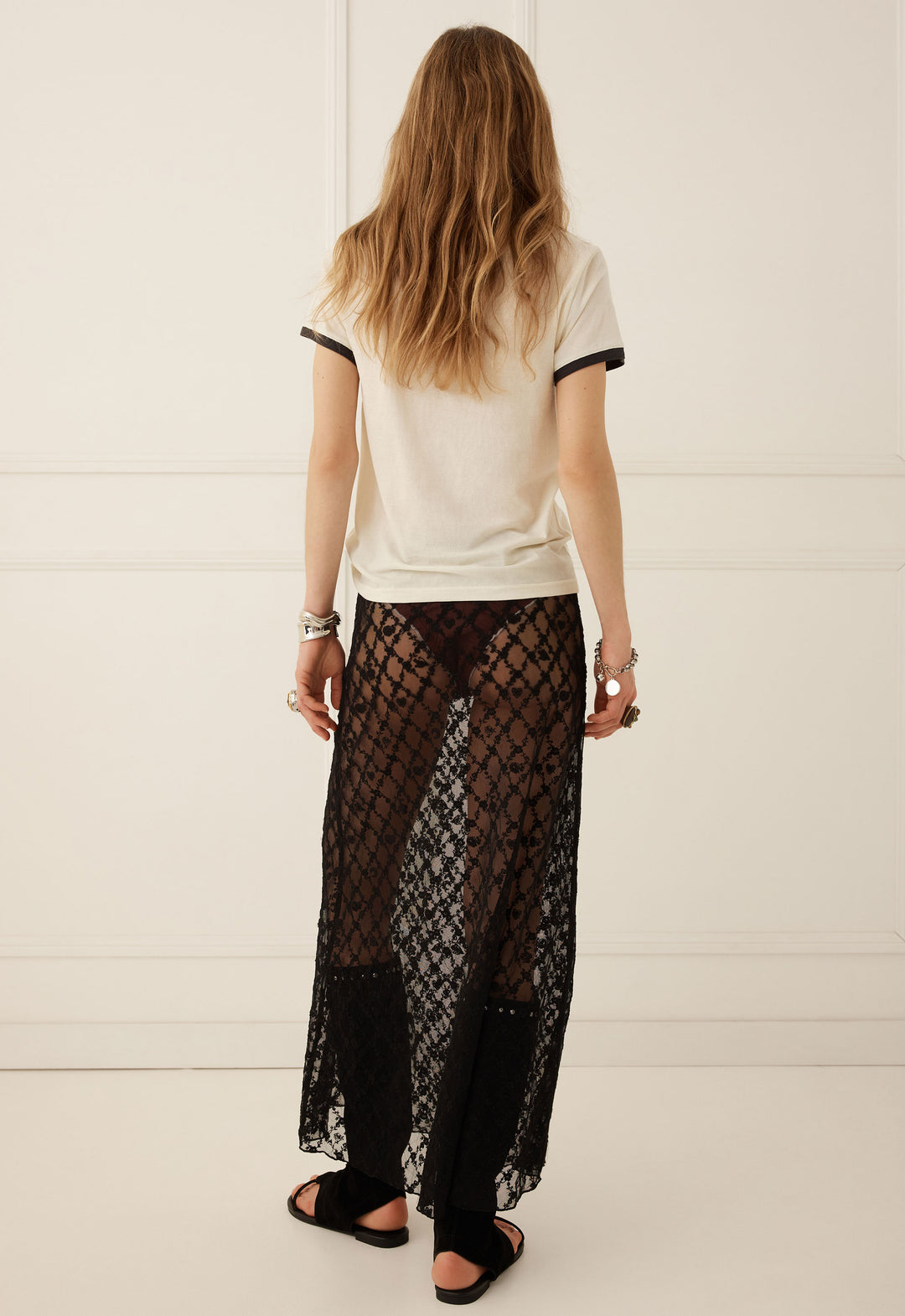 Spell Serpent Lace Maxi Skirt- Noir