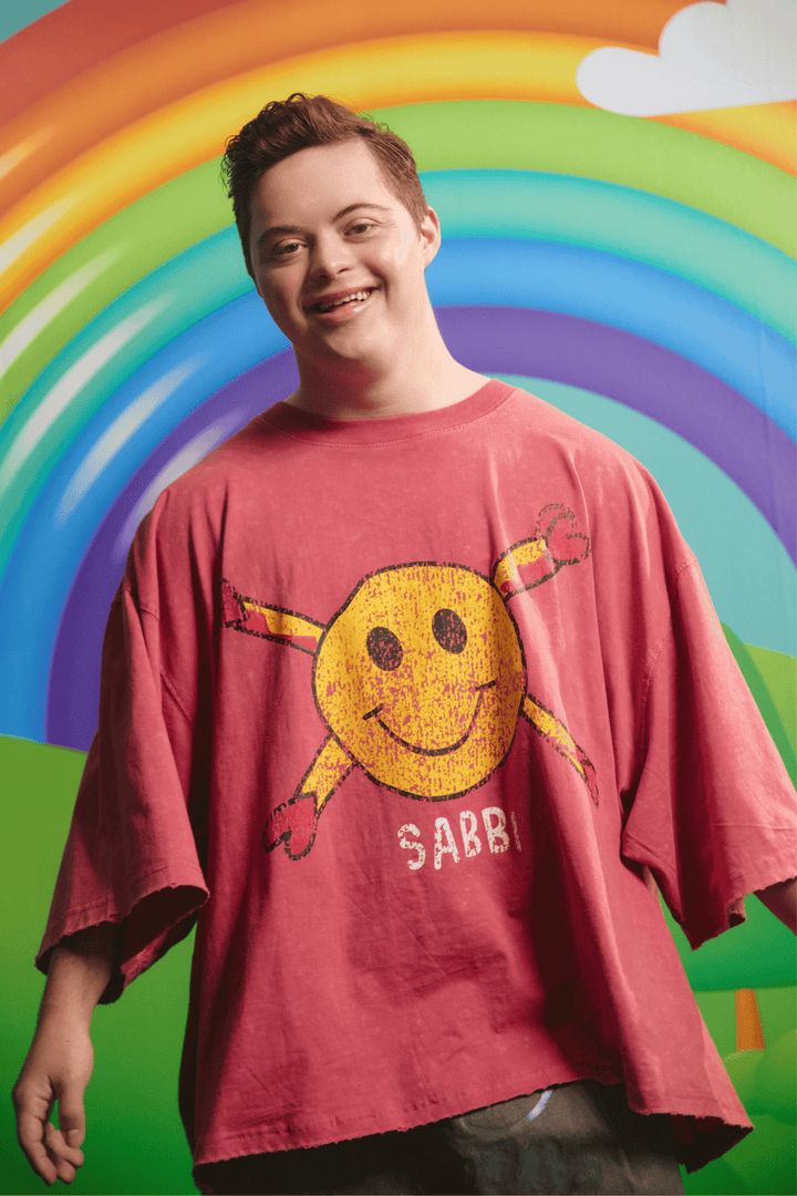 Alternate front view of the Sabbi Guy Smiley tee