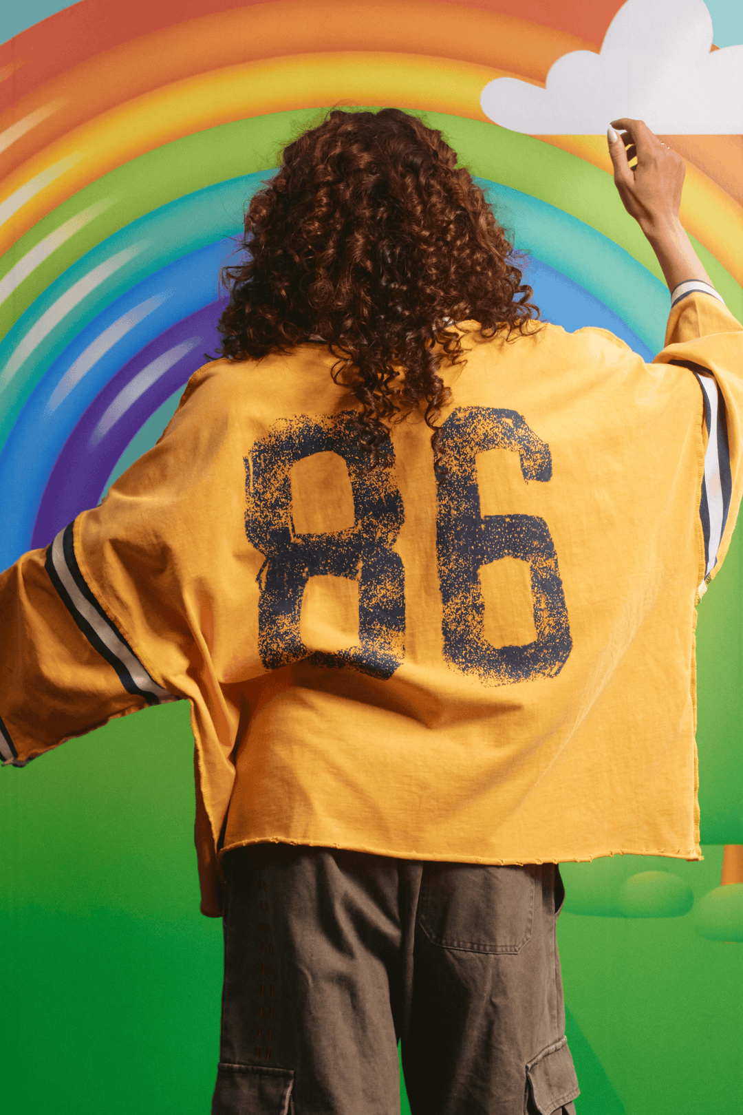 Back view of the Happy Hour tee showing the large distressed graphic