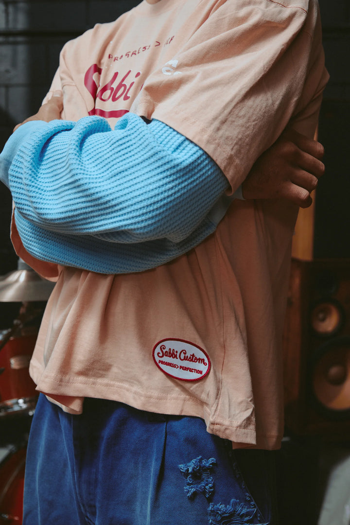 Sabbi Long Sleeve Custom Tee- Apricot