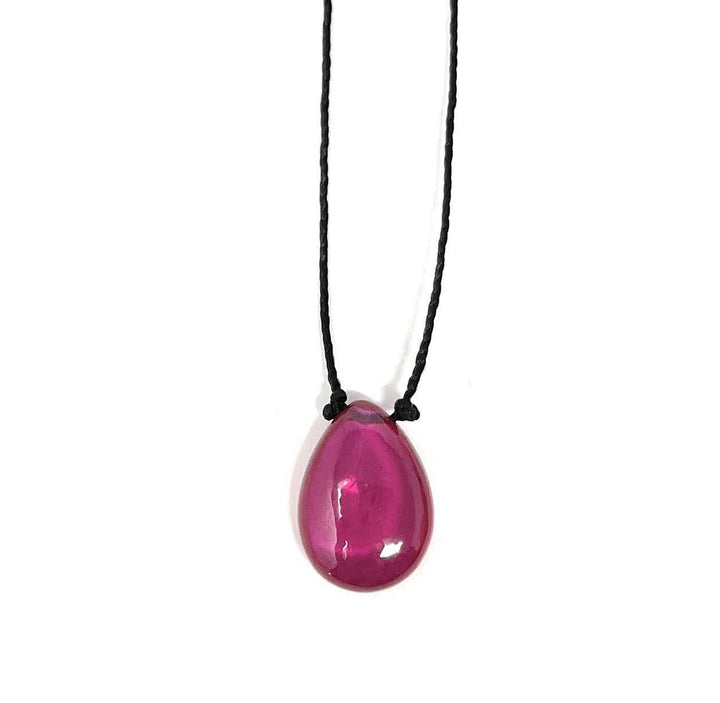 Rubellite Hydroquartz Teardrop Cord Necklace