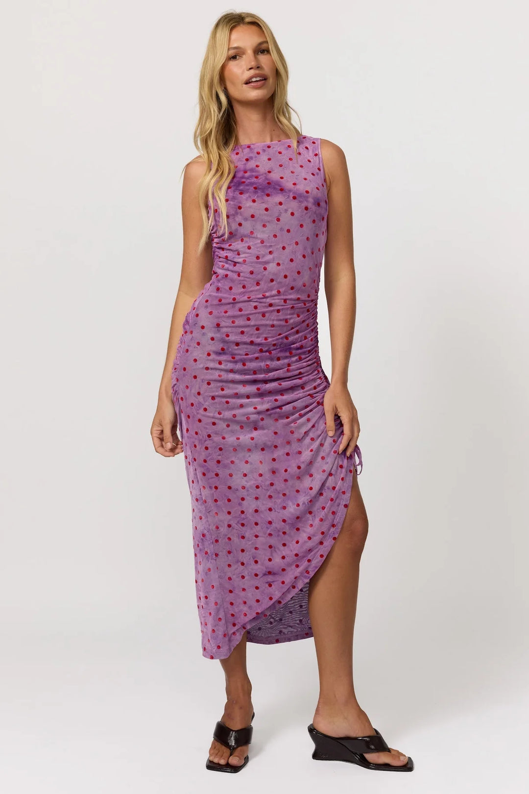 Nine Lives Bazaar Tullah Midi Dress- Purple Heart