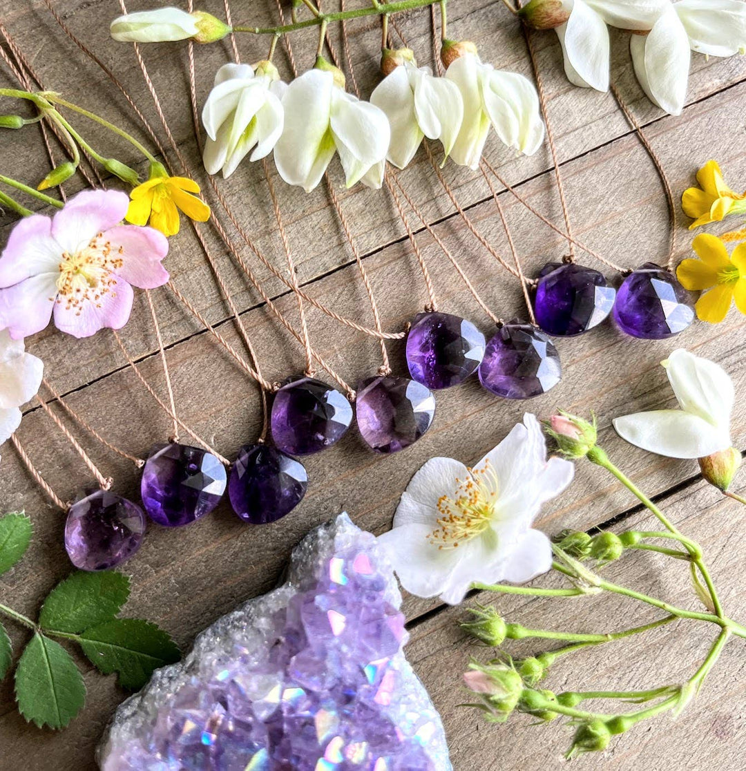 Amethyst Faceted Teardrop Necklace