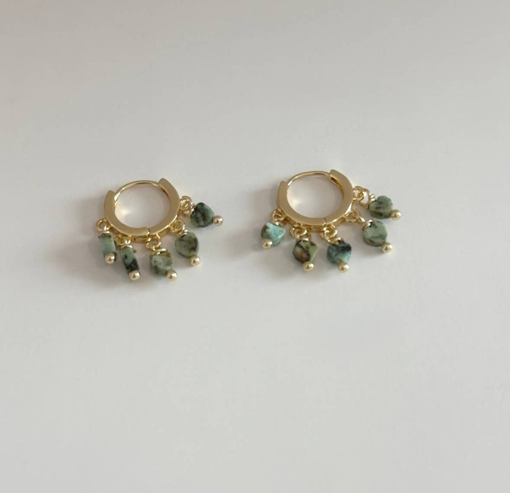 African Turquoise Heart Huggie Hoops | 14K Gold Filled Earrings - Meadow Collectiveearrings