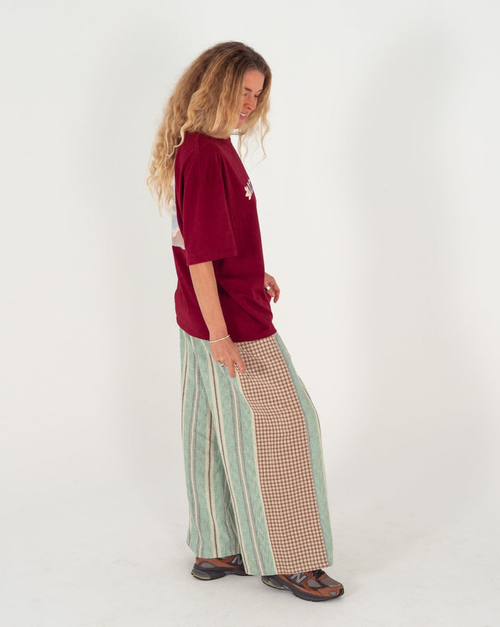 Patchwork Pant in Holiday Stripe - detail